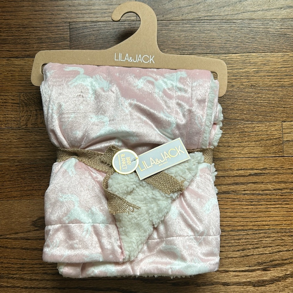 LILA & JACK unicorn and hearts !! PINK . Baby Reverse to Sherpa